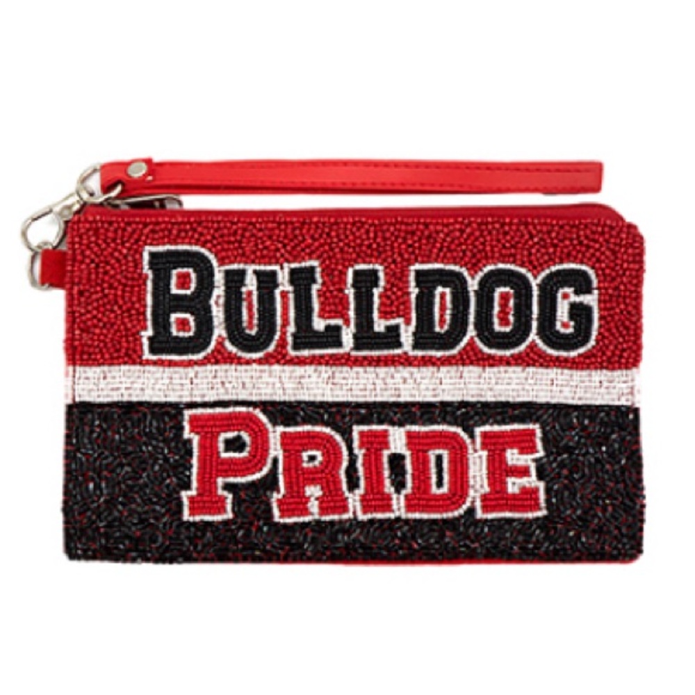 Bulldog Pride Beaded Wristlet Coin Purse